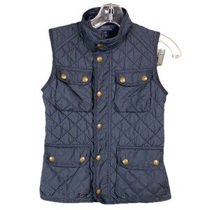 Polo Ralph Lauren Boys Medium Kids Vest Navy Quilted Snap Front Utility Pockets